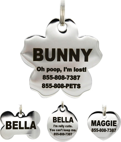 PetANTastic premium scratch resistant metal pet tag with included split ring.