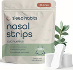 SleepHabits Breathing Strips 45 count front view showing eucalyptus packaging.