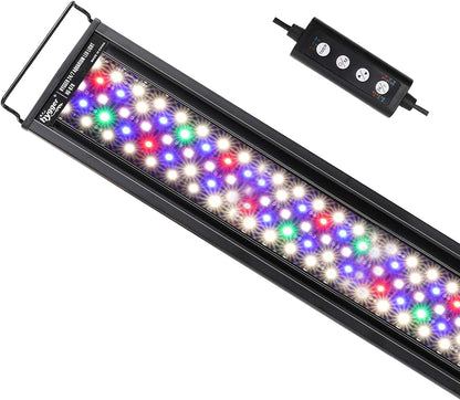 Hygger advanced LED aquarium light front view on 30 inch tank