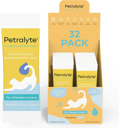 Petralyte Cat Hydration Electrolyte and Cat Joint Supplement | Hydration Support for Cats w/Glucosamine, Chondroitin, L-Glutamine, Taurine, Lysine & Prebiotics | for Chicken Lovers | 16 Packets - Image 13
