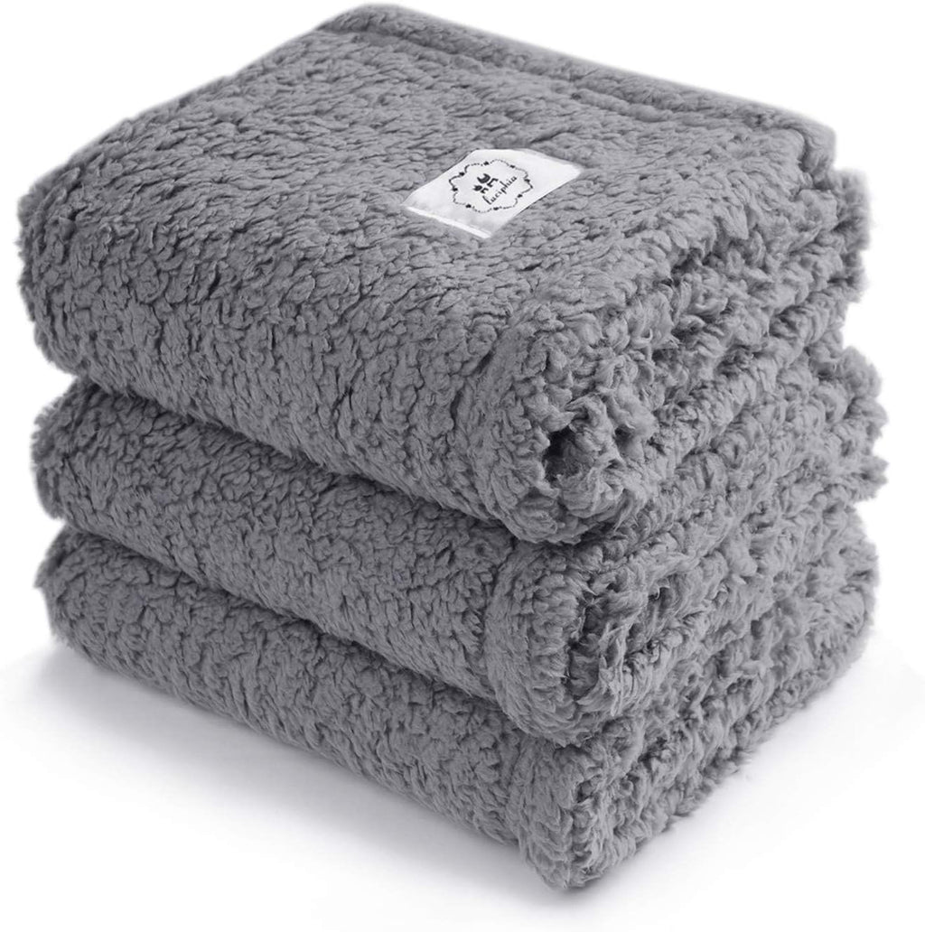 Luciphia 1 Pack 3 Calming Dog Blanket Fluffy Premium Fleece Pet Blankets Soft Sherpa Throw for Dogs Puppy Cat Grey/Beige/HazeBlue Small (23" x16") - Image 15