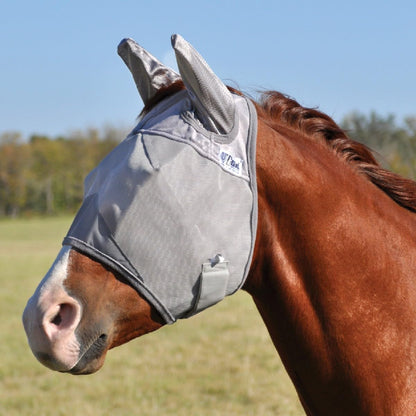 Cashel Crusader fly mask long nose with ears front view grey