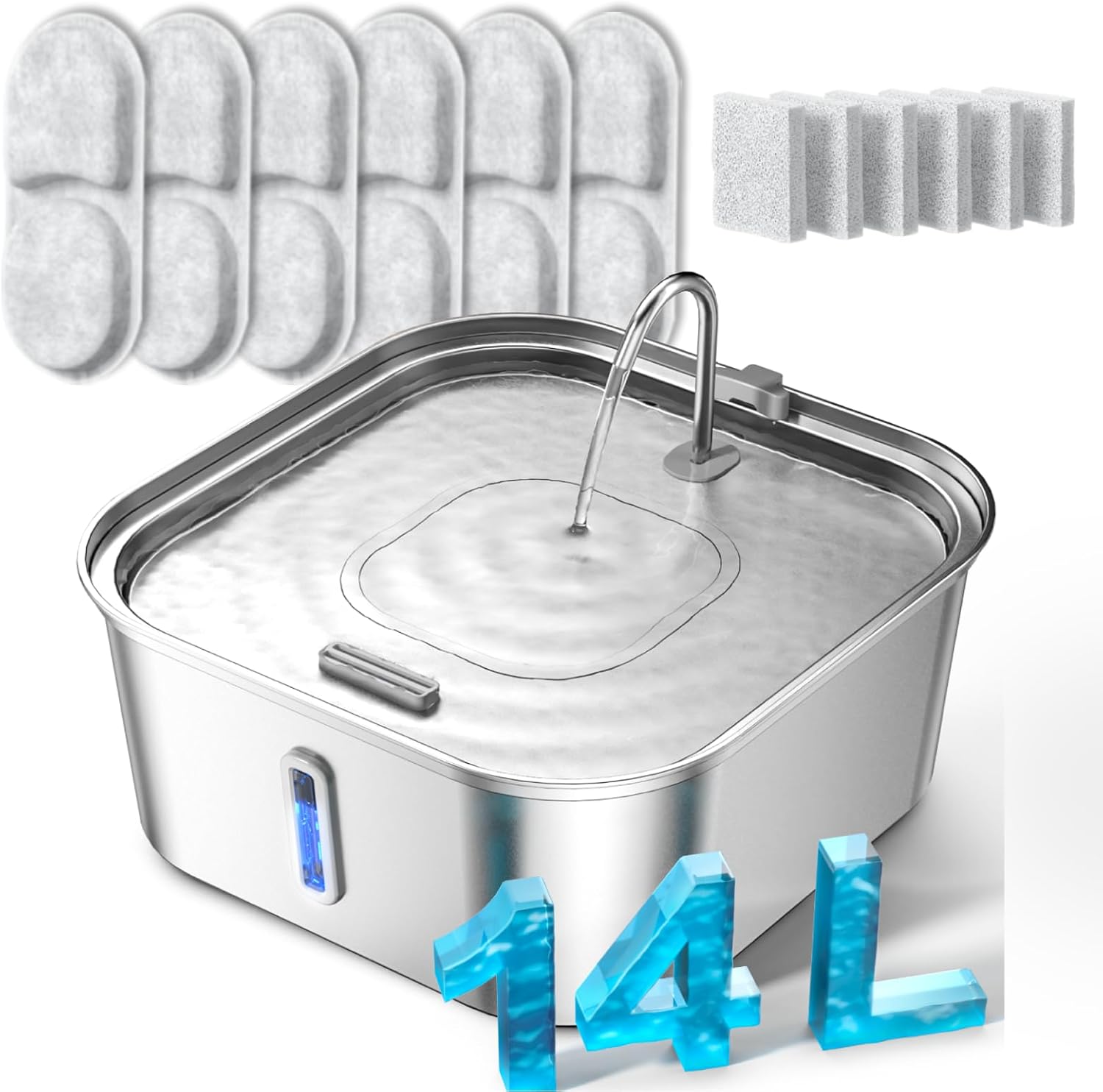Mailofy large stainless steel dog water fountain front view
