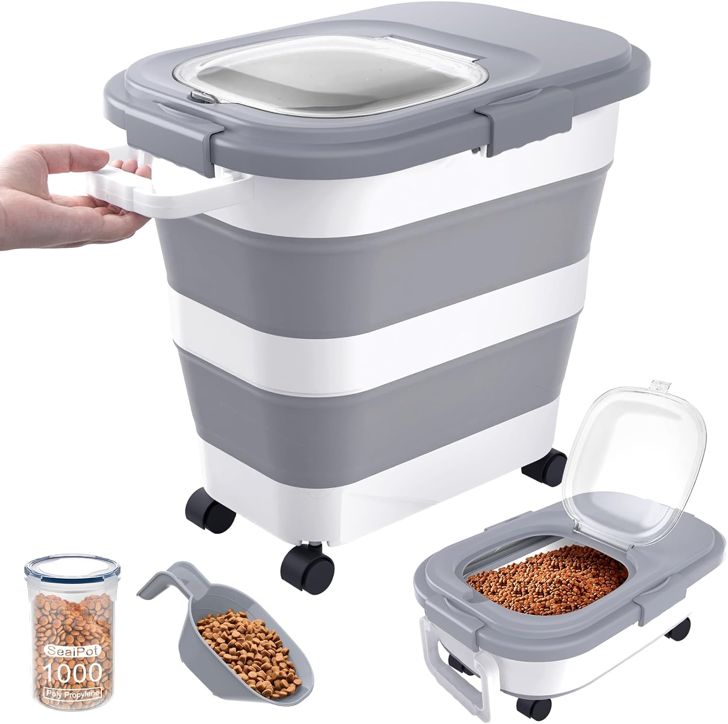 Ddmommy airtight dog food container front view with wheels
