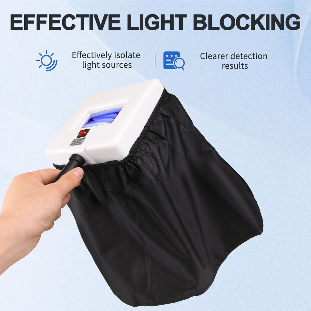 Handheld ultraviolet dermatology inspection light close up view