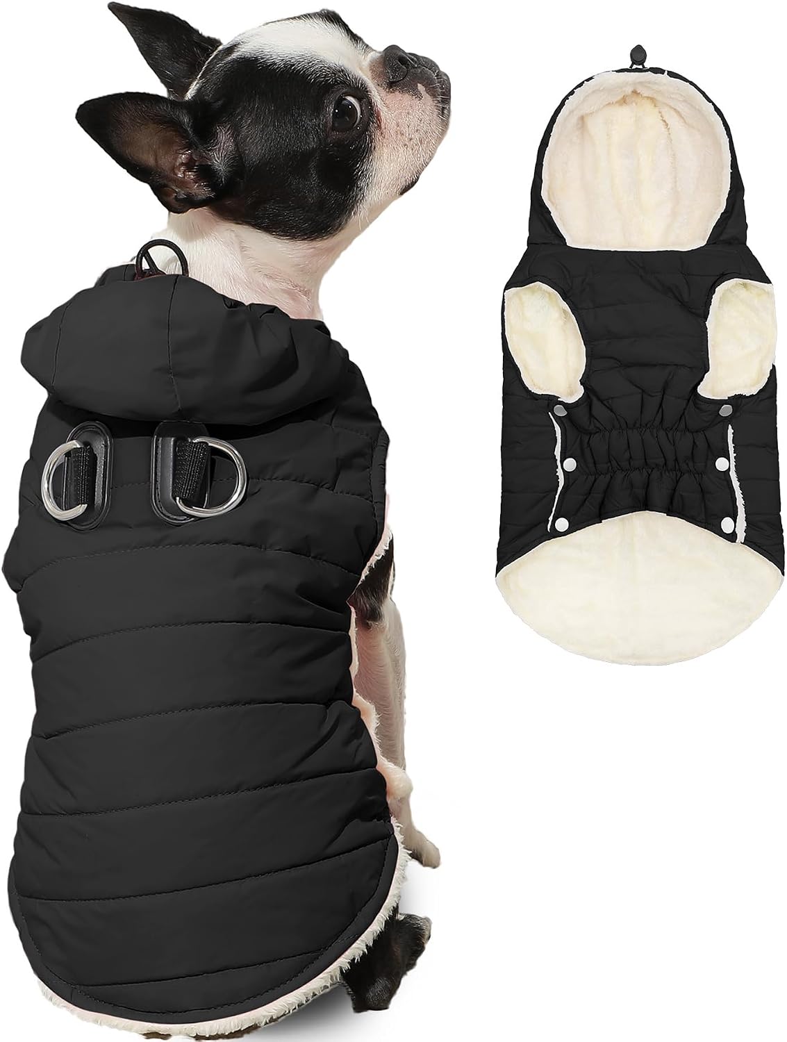 Vecomfy Fleece Lining Extra Warm Dog Hoodie in Winter,Small Dog Jacket Puppy Coats with Hooded,Red S - Image 13