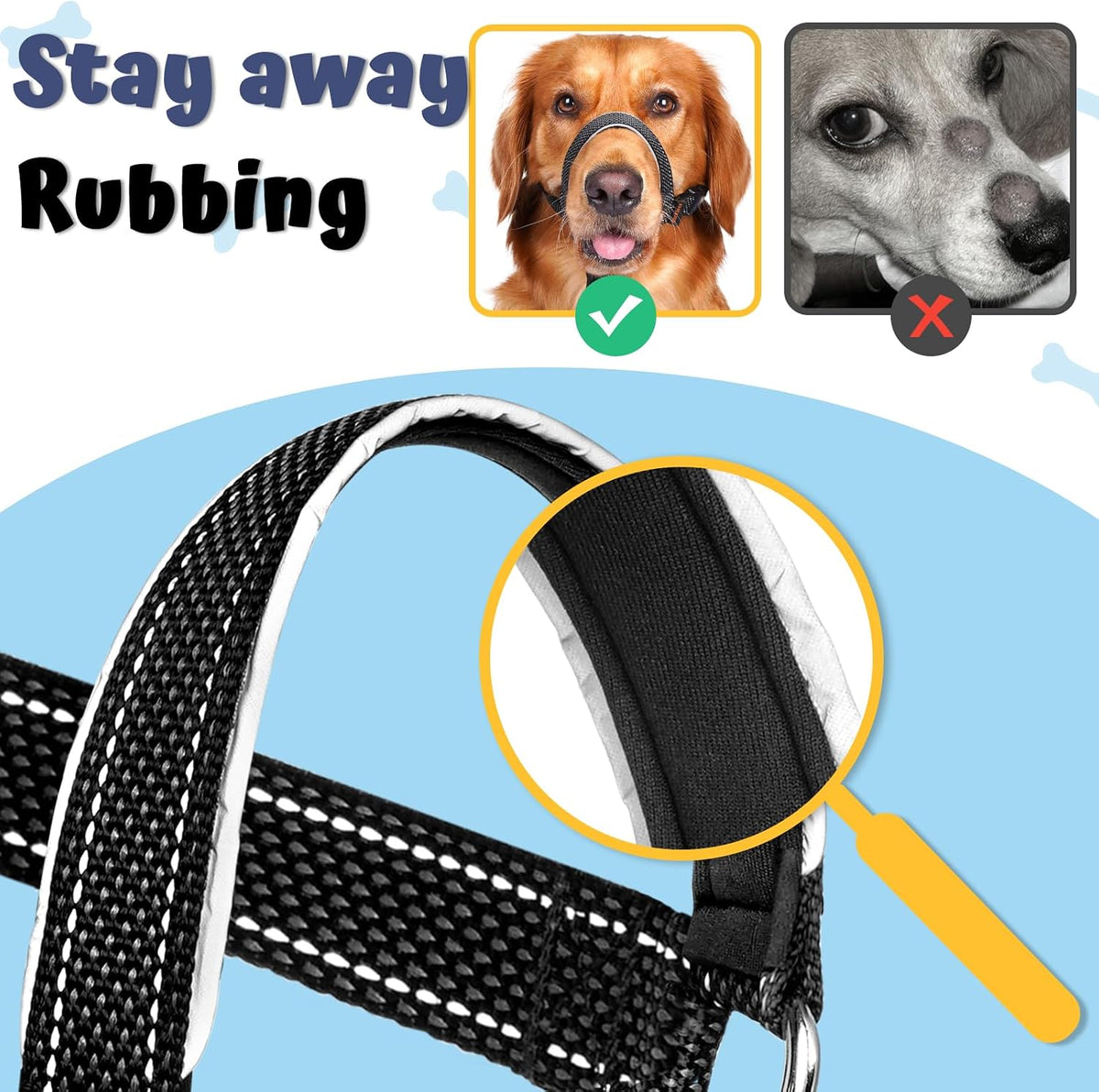 Reflective no pull dog halter padded nose leash view