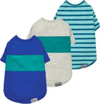 Fitwarm 3 Pack Color Block Striped Dog Shirt set front view