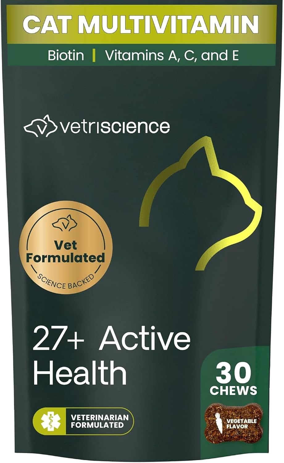 VetriScience Senior 27+ Active Health Chews, Nu Cat Daily Multivitamin for Senior Cats, Balanced Vitamins, Minerals and Antioxidants, Healthy Aging and Wellness Support, Fish, 30 Count - Image 9