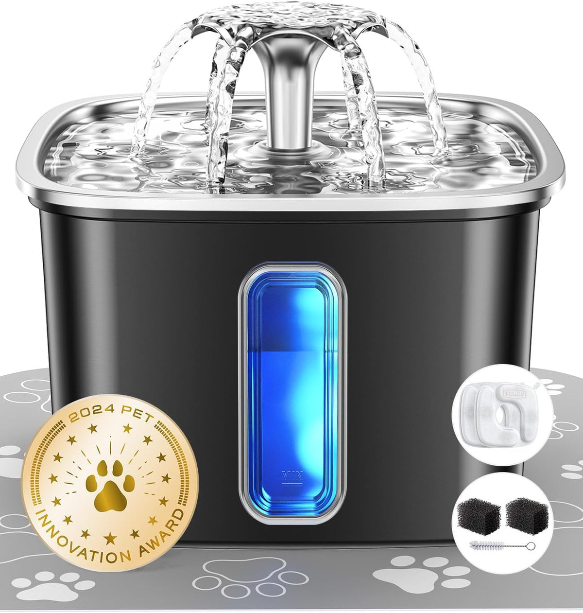Veken Innovation Award Winner Stainless Steel Cat Water Fountain, 108oz, C1 - Image 11