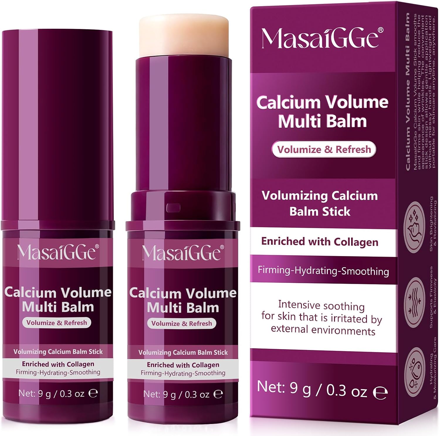 Dr.Melaxin Calcium Volume Multi Balm Stick front view of two purple tubes with boxes for anti-wrinkle care.