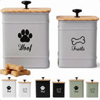 Dog Treat Container Airtight Set of 2 - 8x6 & 7x5 inch Iron Dog Treat Jars for Kitchen Counter with Airtight Bamboo Lids - 20 Cup Capacity Pet Treat Container Set - Doggie Cookie Jar - Treats Canister - Image 11