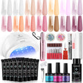 Glamonade poly gel nail starter kit front view showing extension gel tubes and electric drill.