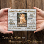 Kilyhome personalized cat headstone displayed inside a beautifully arranged home memorial altar setup