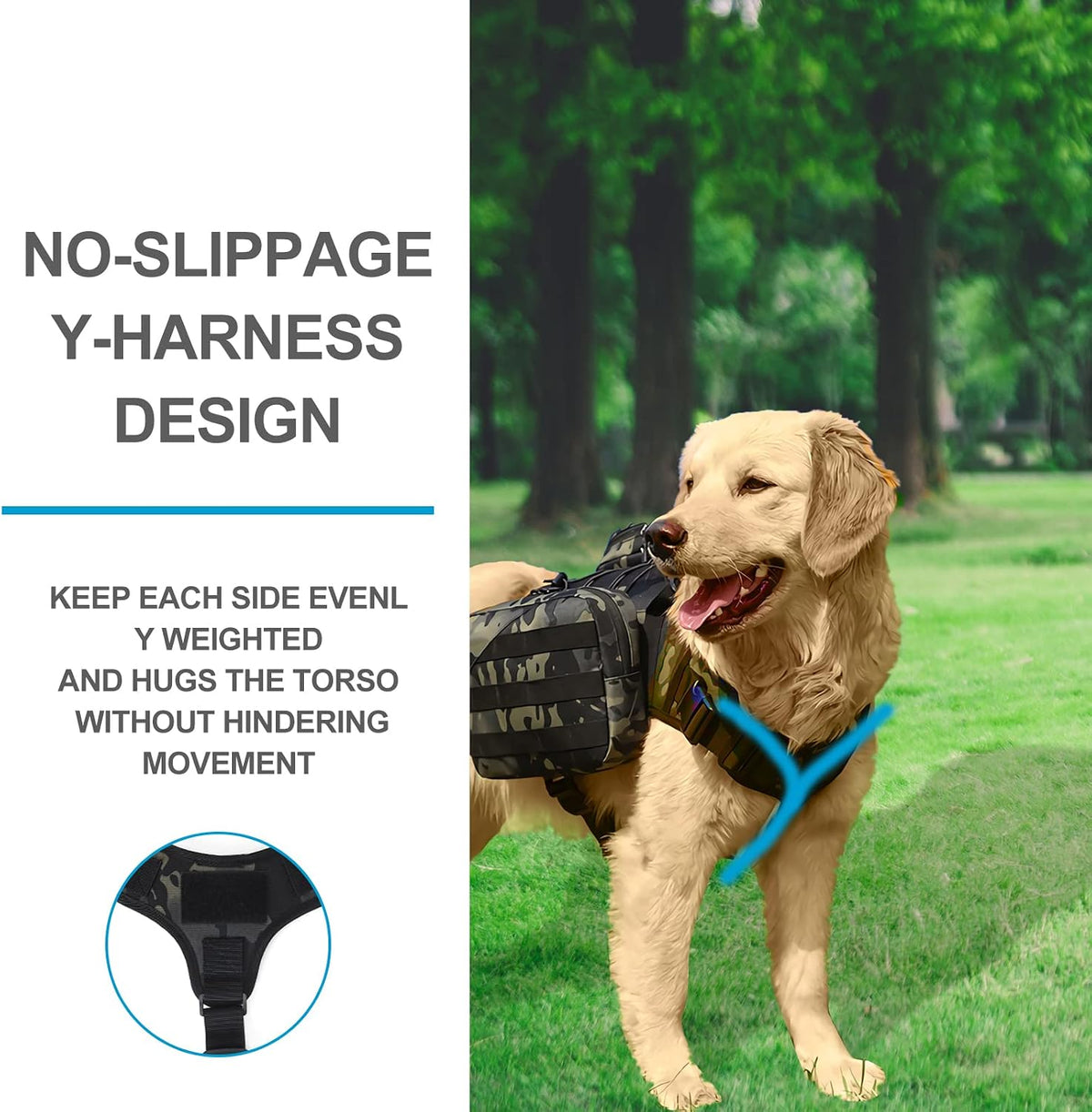 Side view of waterproof Oxford dog saddle bag showing large detachable pockets