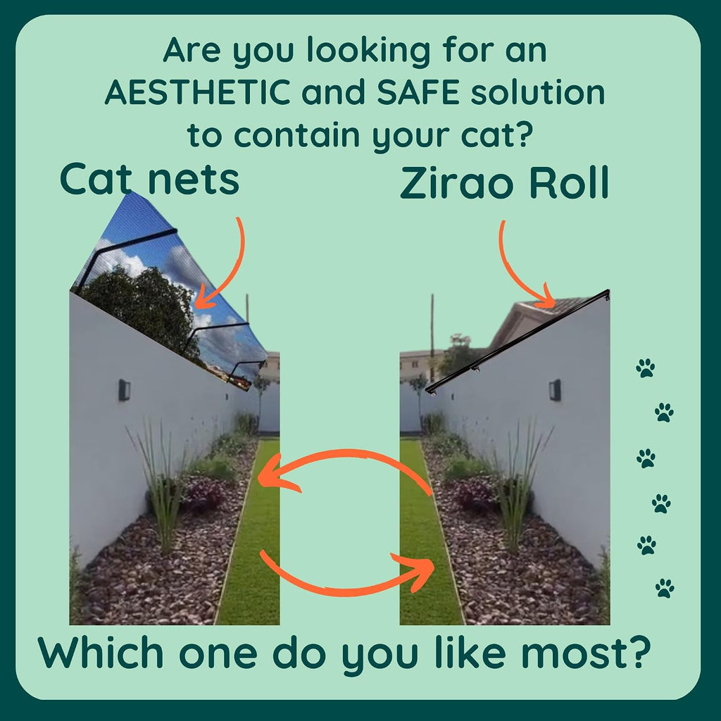 Zirao Roll cat barrier mounted on a garden wall