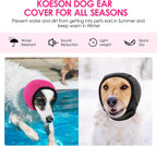 Side view of KOESON dog calming hoodie showing secure hook and loop fastener