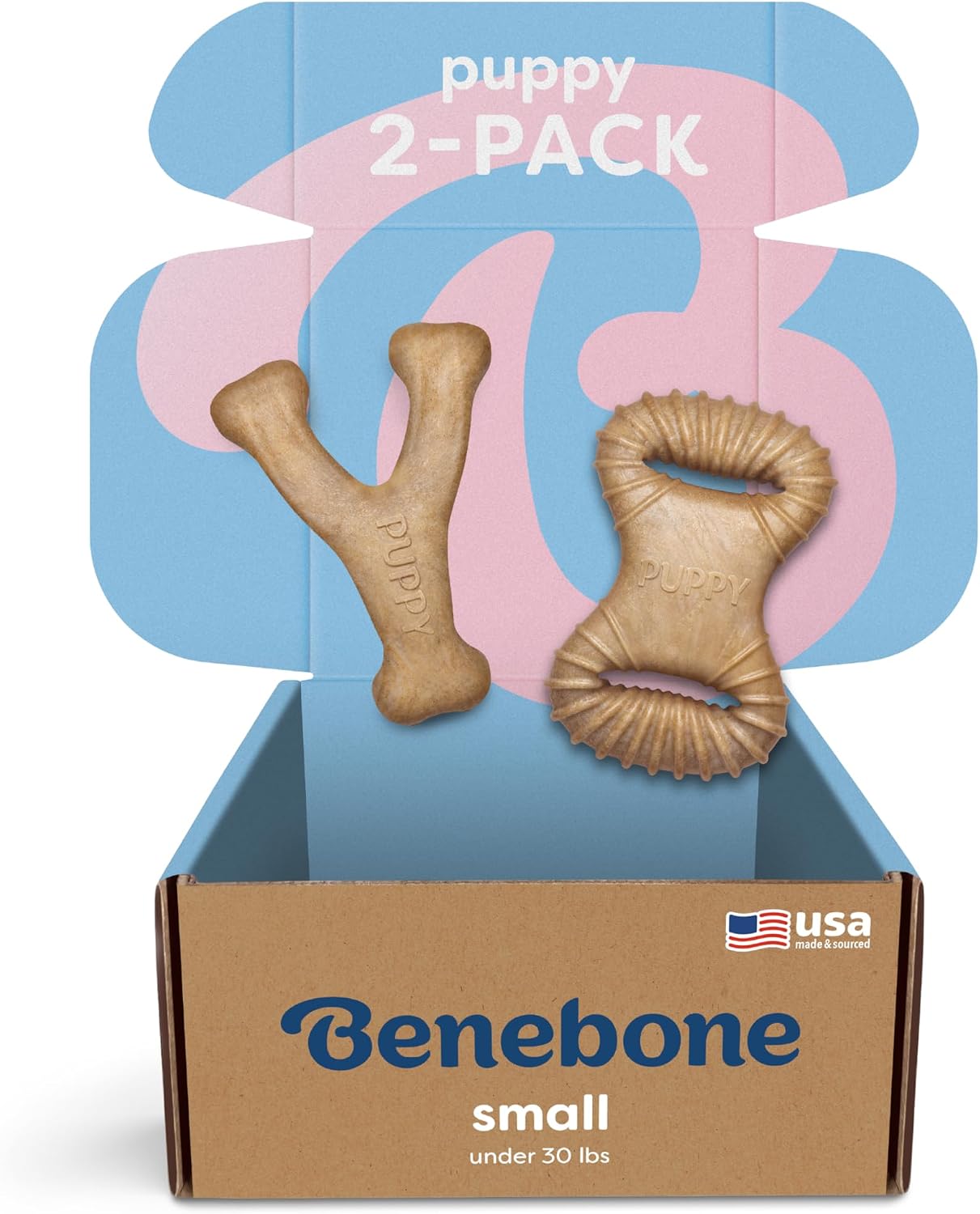 Benebone Puppy 2-Pack Dental Chew/Wishbone Durable Dog Chew Toys for Gentle Chewers, Real Bacon, Made in USA, Small - Image 8