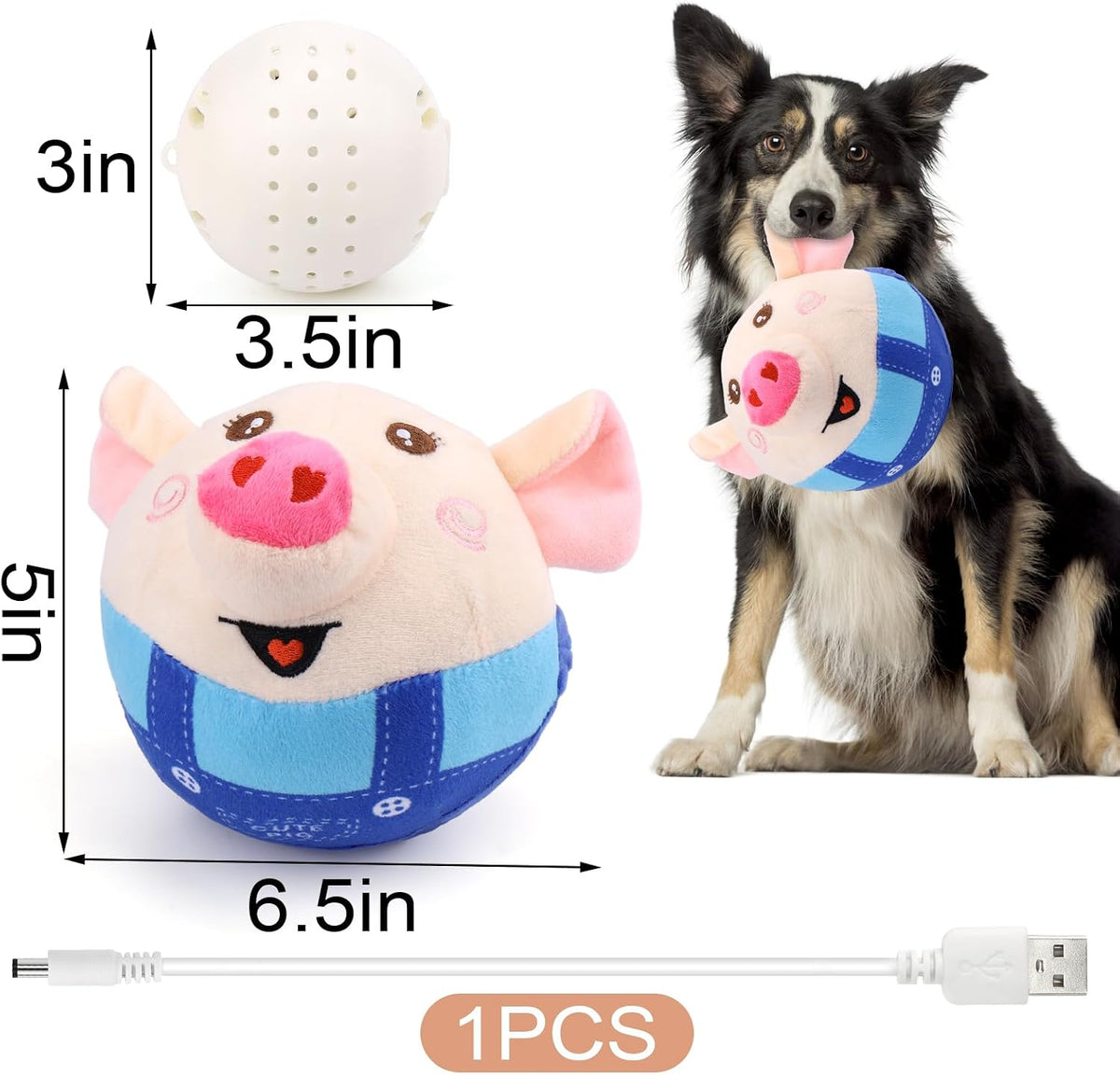 BABORUI voice recording pet toy showing how to operate the sound and music modes button.