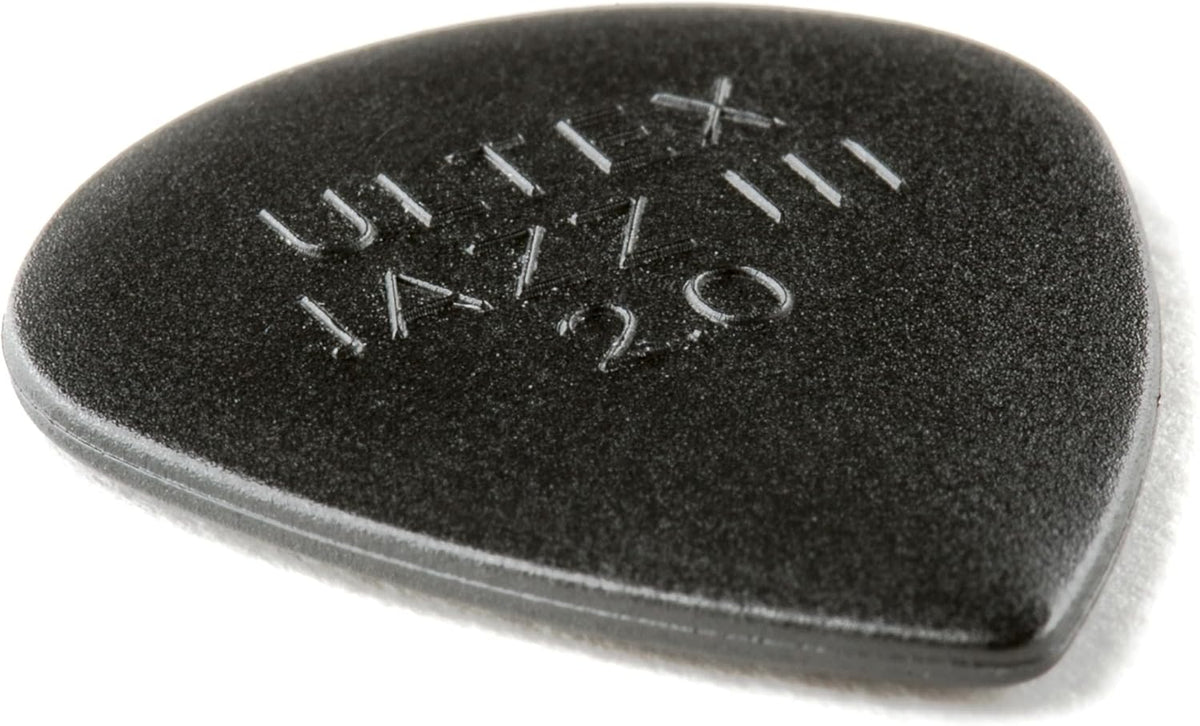 Jim Dunlop Ultex Jazz III professional grade heavy gauge pick side profile depth view