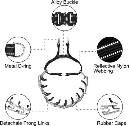 Jipimon adjustable training collar showing the high density nylon strap with reflective webbing.