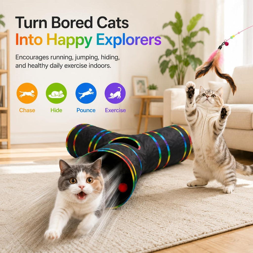 Luckitty cat tunnel collapsed flat to demonstrate compact storage design