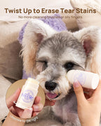 Close up of the mess free twist stick applicator for pets.