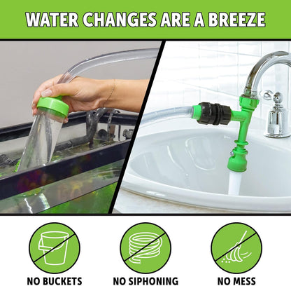 Python no spill faucet pump attachment with brass adapter close up