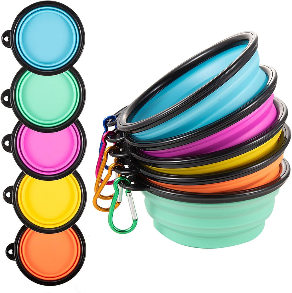 Guardians collapsible dog bowls front view five pack portable pet dishes
