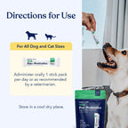 Honest Paws digestive support powder being sprinkled on dog food.