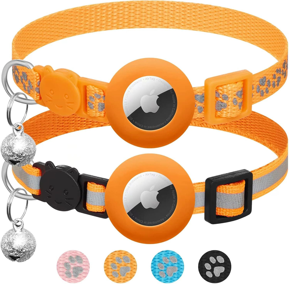 2 Pack Airtag Cat Collar Breakaway with Bell,Reflective Kitten Collar with Apple Airtag Cat Collar Holder,Adjustable 7-12In,Safety Buckle for Girl Boy Cats,Pet Supplies,Accessories,Gifts (Pink) - Image 11