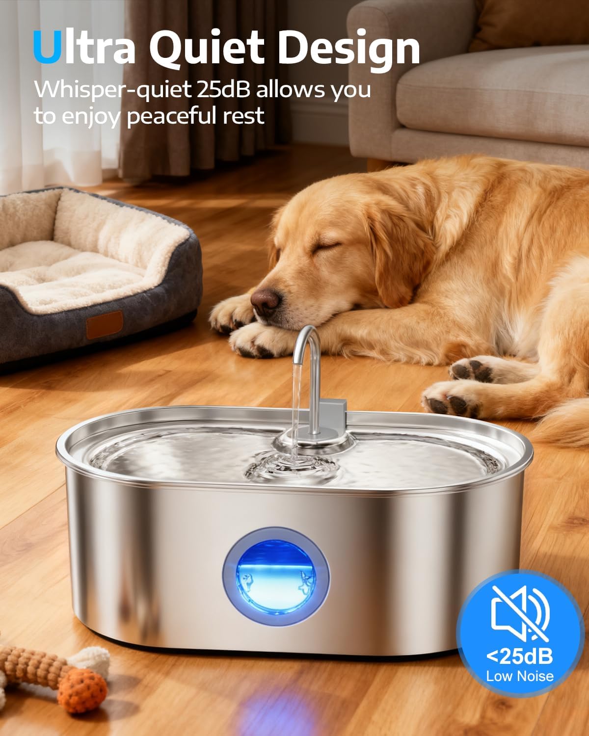 Ecoconut pet water fountain in a modern home kitchen setting