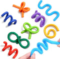 CHESLICR silicone sensory sticks 8 pack front view showing vibrant multi colored flexible toys