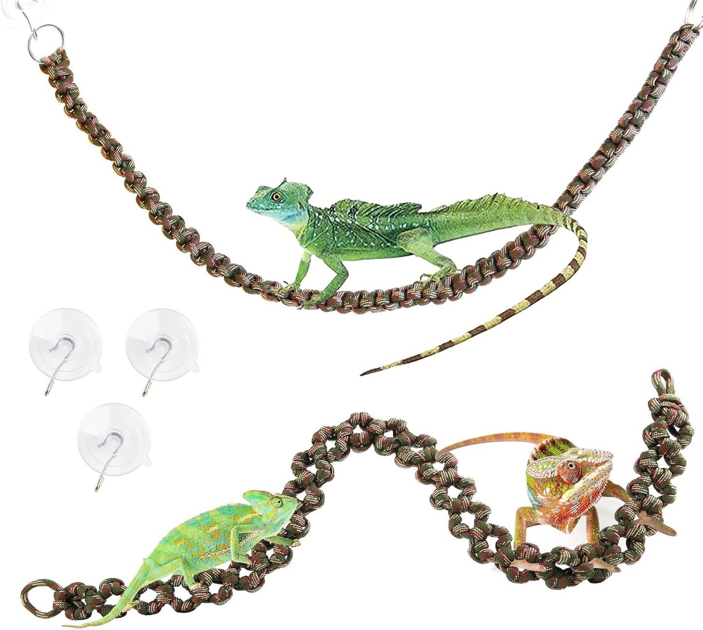 FiveBull Reptile Vines For Climbing front view of hand-woven paracord jungle ropes