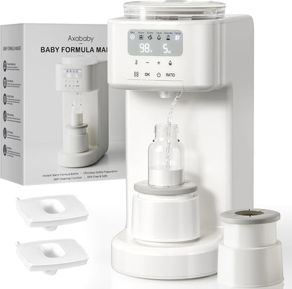 Axababy Advanced Baby Formula Maker in white front view on a kitchen counter.