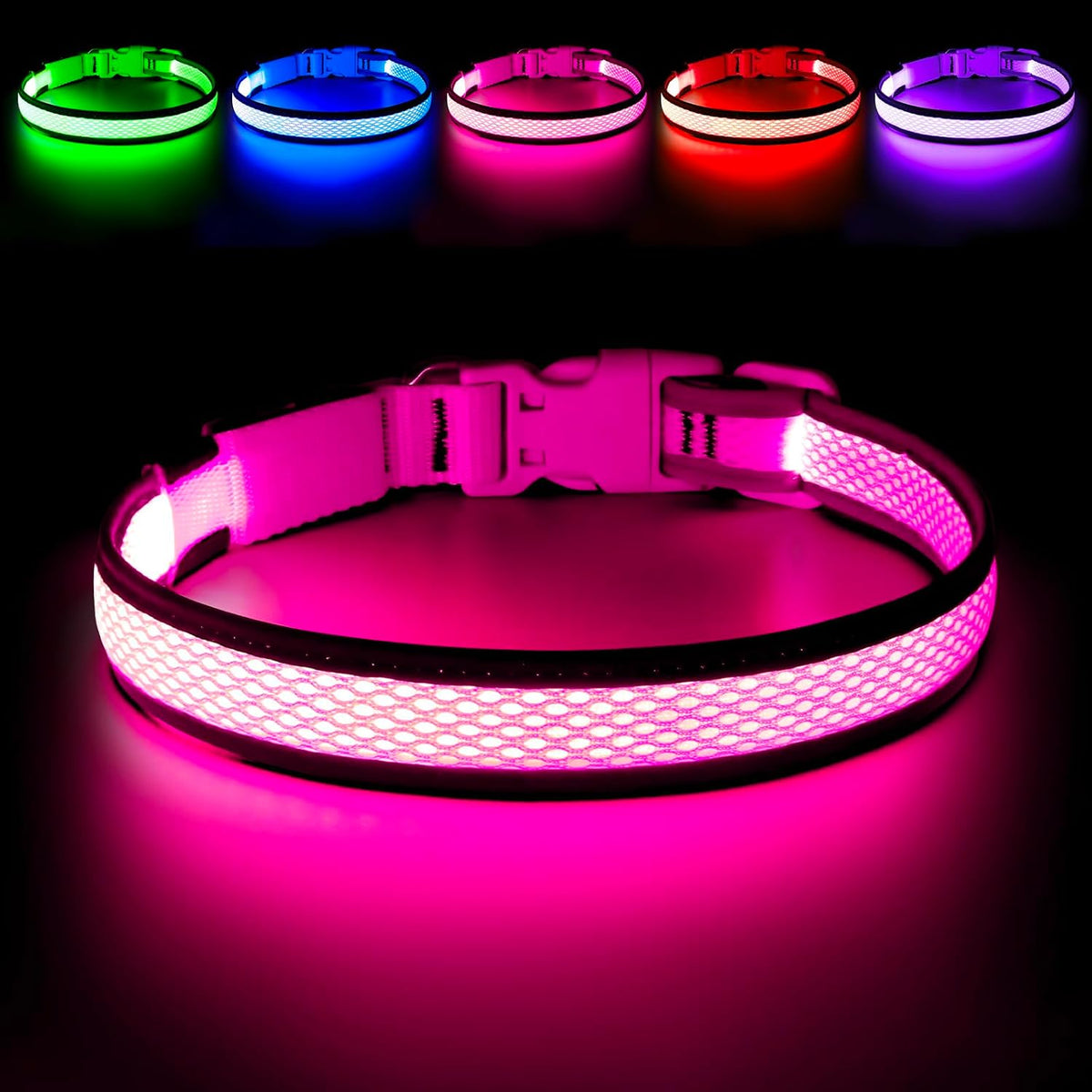 Flashseen LED Dog Collar, Light Up Dog Collar USB Rechargeable, Brightest Dog Lights for Night Walking, Adjustable Dog Collar Light for Dog Safety (Green, Large) - Image 15