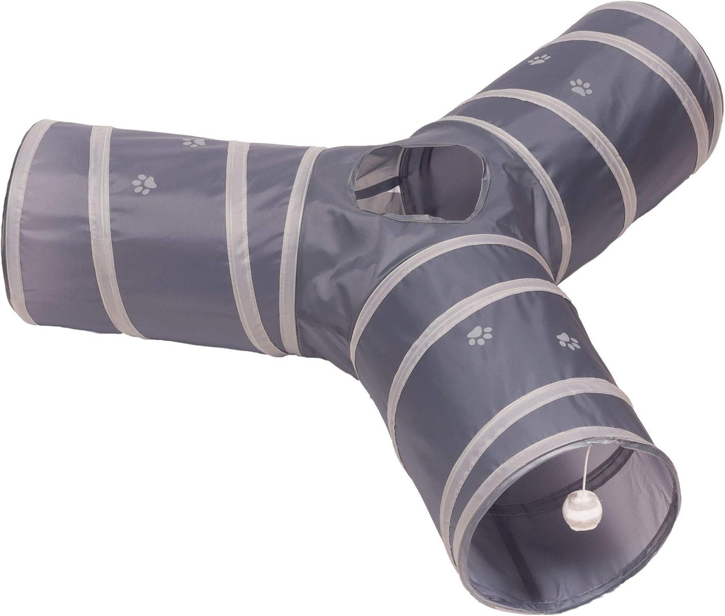 Cat Tunnel - Collapsible 3 Way Play Toy - Interactive Tube Toys for Rabbits, Kittens, and Dogs - Black/Pink - Image 12