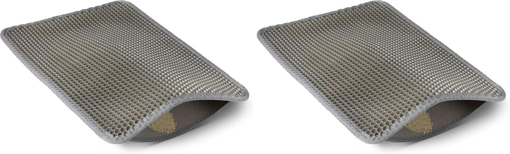 Grey honeycomb design cat litter mat measuring 15 Inches by 24 Inches