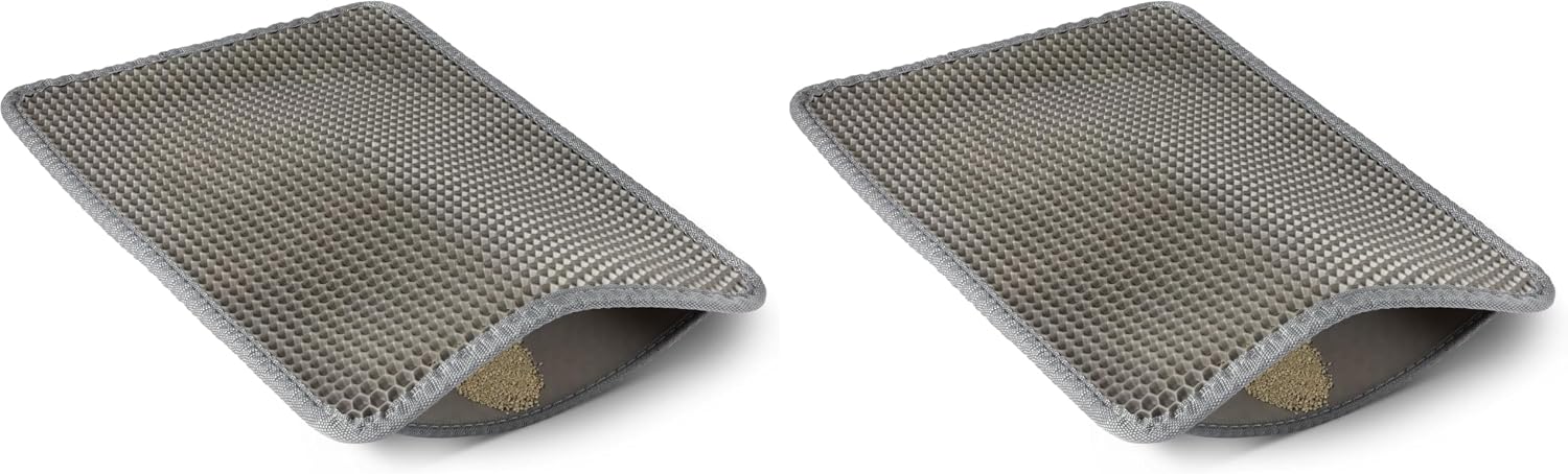 Grey honeycomb design cat litter mat measuring 15 Inches by 24 Inches