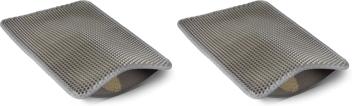 Grey honeycomb design cat litter mat measuring 15 Inches by 24 Inches