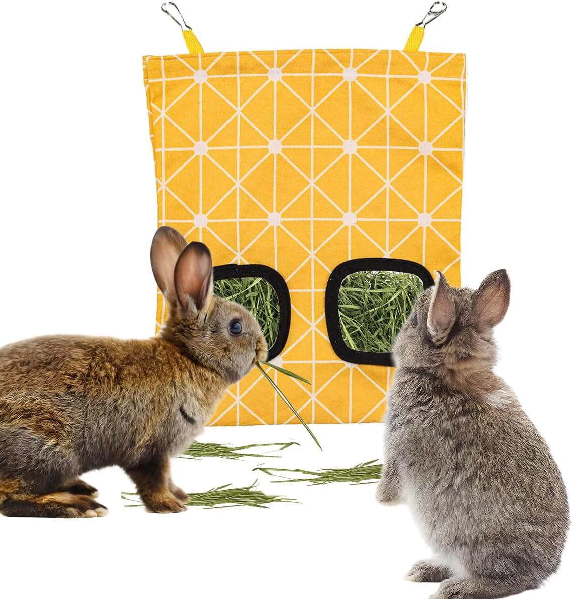 Rabbit Hay Feeder, Guinea Pig Hay Holder & Bunny Hay Feeder - Durable Hanging Hay Bag for Rabbits Chinchillas Guinea Pigs Bunnies - Chew-Resistant Hay Holder for Small Animals (Grass Green) - Image 11