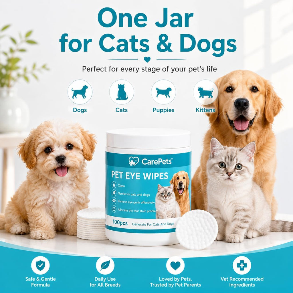 Textured pet eye wipes containing aloe vera and chamomile