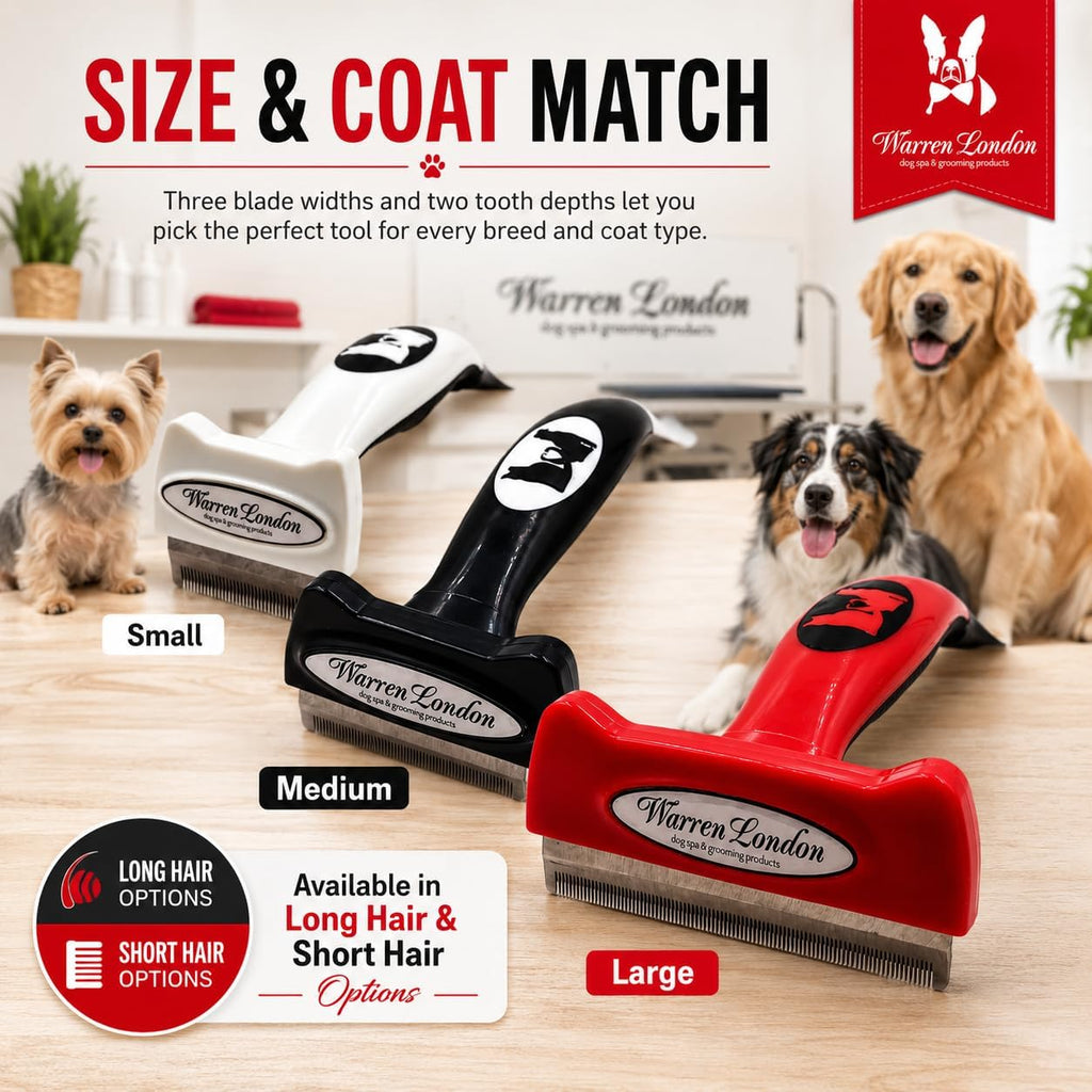 Warren London pet deshedding tool packaging for authentic imported product.