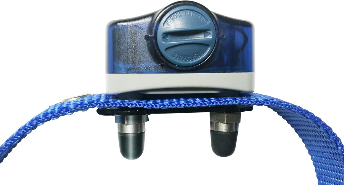 Side angle of the pet collar battery replacement unit emphasizing the metal contacts and secure locking mechanism.