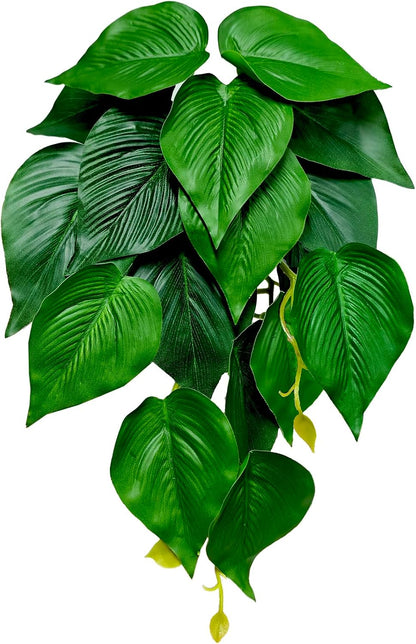 Woyrise Reptile Plants, Terrarium Hanging Plant Vines, Artificial Leaves with Suction Cup, Bearded Dragon Tank Accessories for Gecko Lizard Snake Frog Tortoise Decorations - Codiaeum Variegatum - Image 14