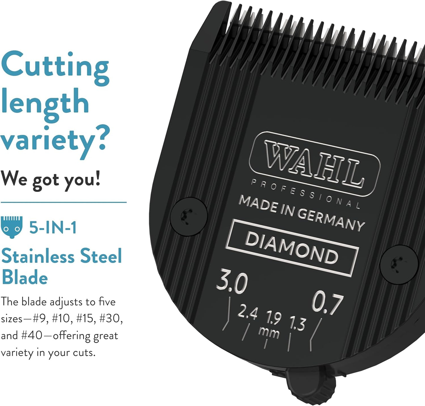 Back side of Wahl diamond blade for professional dog grooming