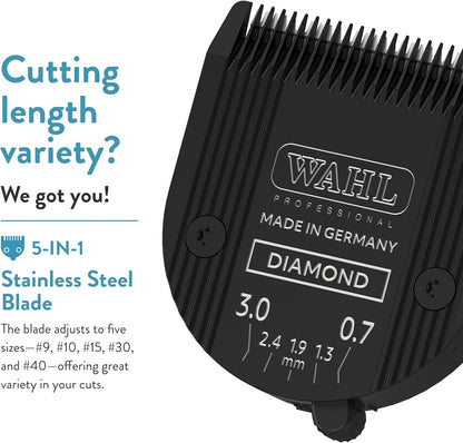Back side of Wahl diamond blade for professional dog grooming
