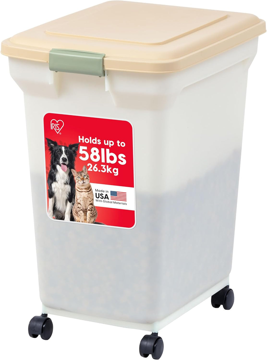 IRIS USA Dog Food Storage Container 58 Lb, Airtight Large Pet Food Storage Bin with Wheels, for Dog Cat Bird Chicken Food, Holds Up to 58 lbs, Keep Fresh, BPA Free, Made in USA, Black - Image 12