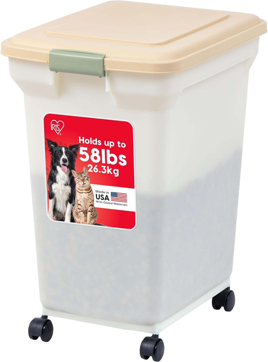 IRIS USA Dog Food Storage Container 58 Lb, Airtight Large Pet Food Storage Bin with Wheels, for Dog Cat Bird Chicken Food, Holds Up to 58 lbs, Keep Fresh, BPA Free, Made in USA, Black - Image 12