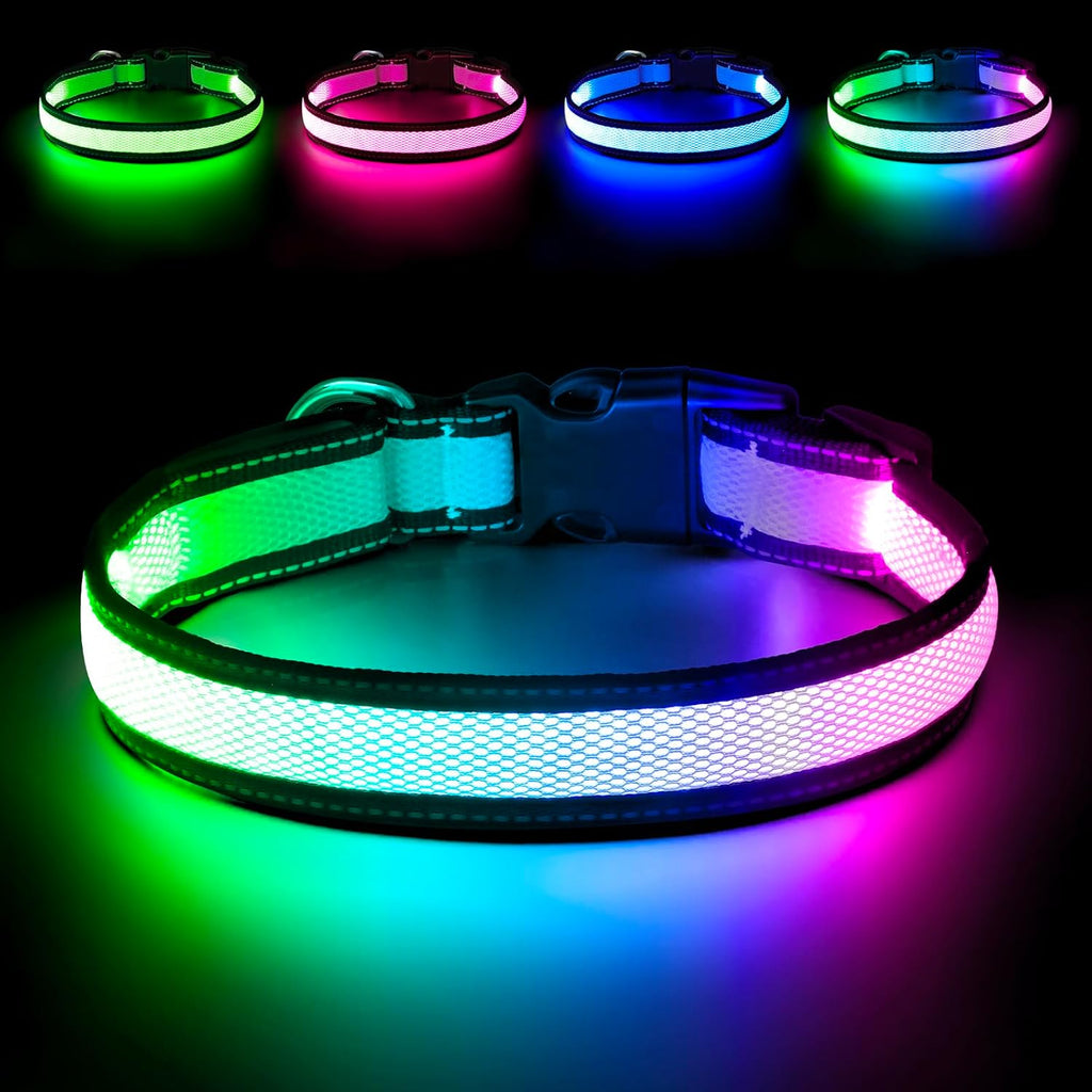 Flashseen LED Dog Collar, Light Up Dog Collar USB Rechargeable, Brightest Dog Lights for Night Walking, Adjustable Dog Collar Light for Dog Safety (Green, Large) - Image 10